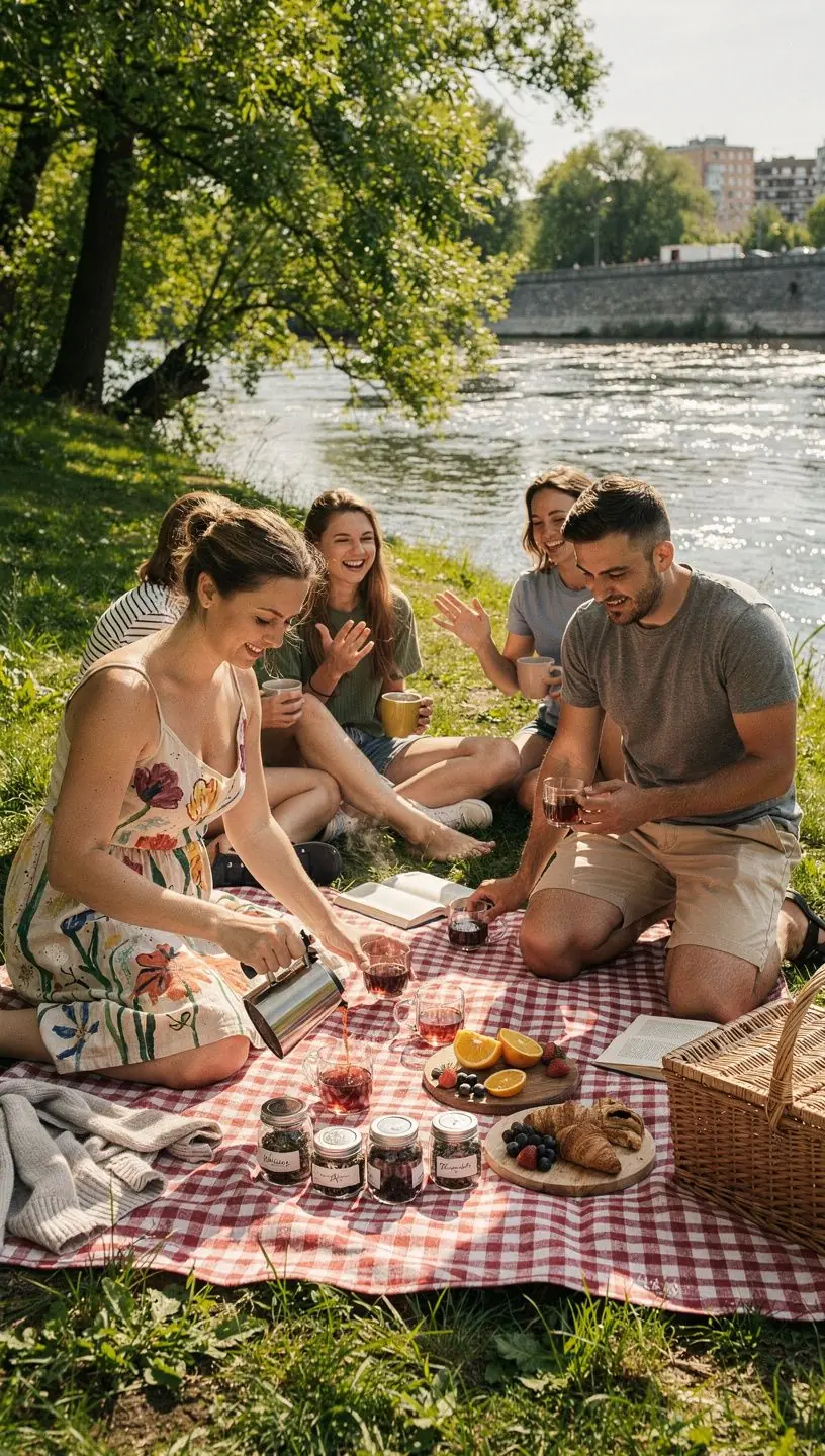 Šviesus patalpos kampelis su žvake ir arbatos servizu, kviečiantis atsipalaiduoti nuo streso.