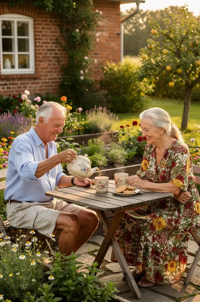 Sveikos gyvensenos simboliai – arbatos puodelis, meditacijos pagalvėlė ir ramybės atmosfera.